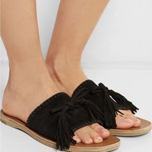 Miu Miu Black Tassel Suede Sandals